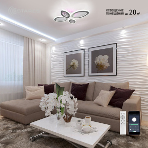 Управляемая светодиодная люстра OVAL RGB crystal 76W 4OV-APP-606x433x98-CROME/WHITE-220-IP20