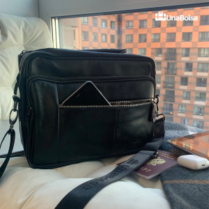 Сумка мужская из натуральной кожи UB-B310-290x230х90-black/black-молния/молния