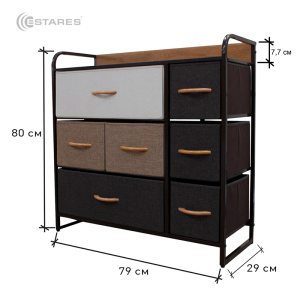 COMMOD 3F-7D-MIXBROWN-80x29x78.5  комод-микс