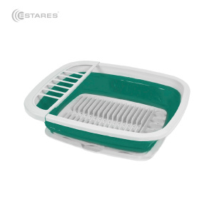 Сушилка складная силиконовая (поддон) ES-DRC-portable-38x32х12(5)-white/seagreen