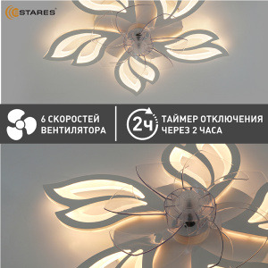 Управляемая светодиодная люстра с вент. FAN  ASTRA 100W+18W 5F-APP-680x120-WHITE/WHITE-220-IP20