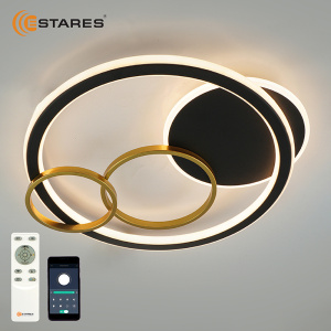Управляемый светодиодный светильник MENSOLA 70W 4R-APP-450x500x68-BKACK/GOLD/WHITE-220-IP20