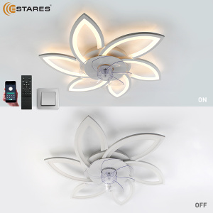 Управляемая светодиодная люстра с вент. FAN FLOWER 92W+18W R-APP-770x120-WHITE/WHITE-220-IP20