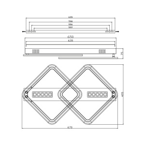Управляемая LED люстра  MD-LM DL10 65W 2SL-APP-670x420x80-BLACK/WHITE/WHITE-220-IP20