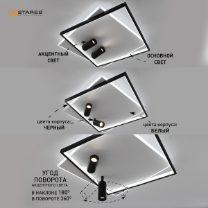 Управляемый светодиодный светильник GEOMETRIA downlight 75W 2S-APP-500х500х130-white/white-220-IP20
