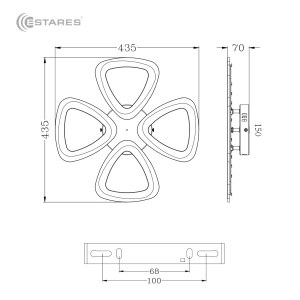 Управляемая светодиодная люстра ROOM 60W 4TR-APP-435x435x70-WHITE/WHITE-220-IP20