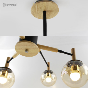 Люстра RAVENNA 6хЕ27 R-820xh550-black/wood/gold