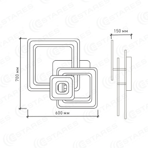 Управляемый светодиодный светильник TRIPLEX SQUARE 124W S-600/600-WHITE/WHITE-220-IP44/2019