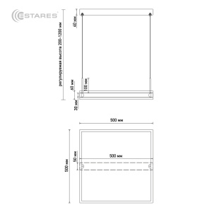 Управляемая светодиодная люстра STELLA 100WS-APP-500x500x1200-BLACK/WHITE-220-IP20
