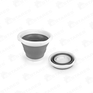 Ведро силиконовое складное ES-BC-portable-5l-25x28x20/5-white/gray