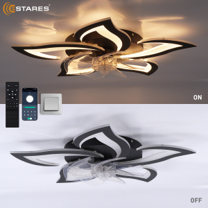 Управляемая светодиодная люстра с вент. FAN ELLA 80W+18W 5F-APP-680x120-BLACK/WHITE-220-IP20