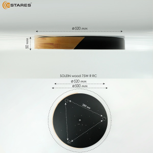 Управляемая светодиодная люстра SOLEIN wood 75W R-RC-520x50-BLACK/WOOD/WHITE-220-IP20