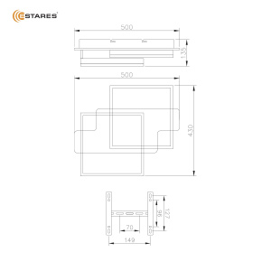 Управляемая светодиодная люстра  WOODY LOFT 85W 2S-APP-500x430x135-BLACK/W00D-220-IP20