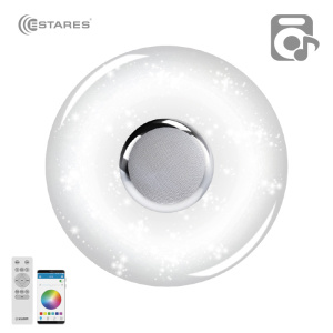 Управляемая светодиодная музыкальная люстра MUSIC RGB 60W R-APP-390-WHITE/CHROME-220-IP20
