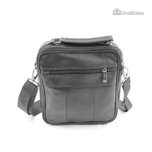 Сумка мужская из натуральной кожи UB-B208-195x215х90-black/black-молния/кнопка