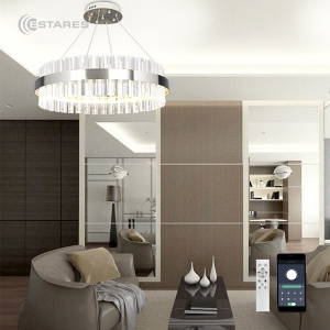 Управляемая светодиодная люстра SF 120W R-APP-550x1100-CHROME/CLEAR-220-IP20, модель SOFIA_Ч