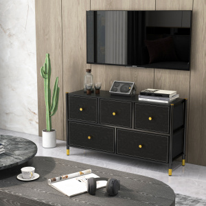 COMMOD classic 2F-5D-BLACK/GOLD-100x30x59 комод тв