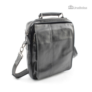 Сумка мужская из натуральной кожи UB-B305-240x290х110-black/black-молния/магнит