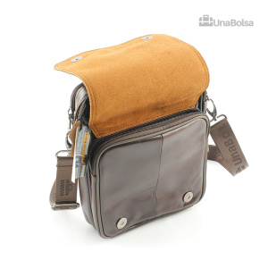 Сумка мужская из натуральной кожи UB-B219-195x235х90-brown/brown-молния/молния
