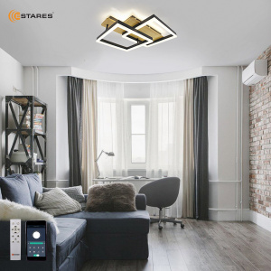 Управляемая светодиодная люстра  WOODY LOFT 85W 2S-APP-500x430x135-BLACK/W00D-220-IP20