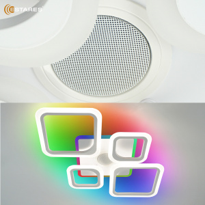 Управляемая светодиодная музыкальная люстра OVAL RGBmusic 85W 5S-APP-725x460x80-WHITE/WHITE-220-IP20