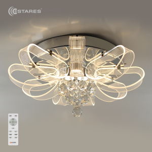 Управляемая светодиодная люстра ITALIKA 60W R-550x260-CHROME/CLEAR-220-IP20