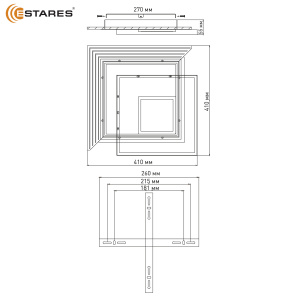 Управляемая светодиодная люстра  VETRO 65W 3S-APP-410x410x55-BLACK/WHITE/CLEAR-220-IP20