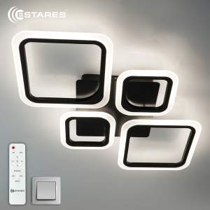 Управляемая светодиодная люстра OVAL 80W 4S-RC-725x423x55-BLACK/WHITE-220-IP20