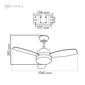 Управляемый светодиодный светильник с вент. FAN WOOD 48W+55W R-APP-1060x390-white/white-220-IP20