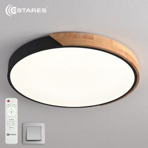 Управляемая светодиодная люстра SOLEIN wood 75W R-RC-520x50-BLACK/WOOD/WHITE-220-IP20