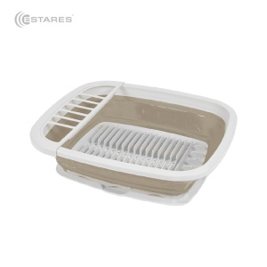 Сушилка складная силиконовая (поддон) ES-DRC-portable-38x32х12(5)-white/beige