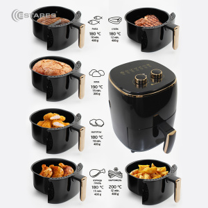 АЭРОГРИЛЬ EASYCOOK 1200W-220V-3.5L-220x220x280-BLACK/GOLD_2021