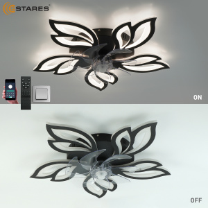 Управляемая светодиодная люстра с вент. FAN  ASTRA 100W+18W 5F-APP-680x120-BLACK/WHITE-220-IP20