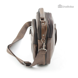Сумка мужская из натуральной кожи UB-B109-150x185х85-brown/brown-молния/молния