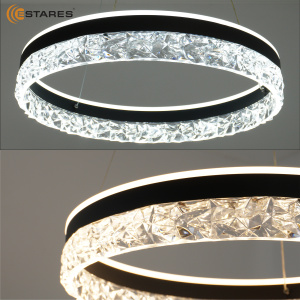 Управляемая светодиодная люстра STELLA ice 80W R-APP-500x1200-BLACK/CLEAR-220-IP20