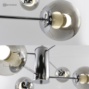 Люстра MONACO 6хЕ27 R-790xh420-chrome/lightgray