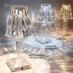 Настольный светодиодный светильник CRYSTAL 3W R-ON/OFF-115x255-CLEAR/WHITE-DC5V/1A-IP20