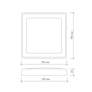 Накладной светодиодный светильник DLS-13 AC170-265V 13W 185мм х 185мм х 35мм (Холодный белый) 1050lm