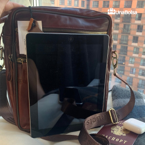 Сумка мужская из натуральной кожи UB-B306-240x290х110-brown/brown-молния/молния