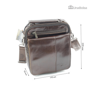 Сумка мужская из натуральной кожи UB-B219-195x235х90-brown/brown-молния/молния
