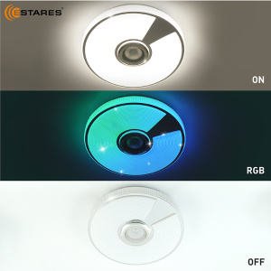Управляемая светодиодная музыкальная люстра SONG RGB 40W R-APP-330x65-WHITE/CHROME/SHINY-220-IP20