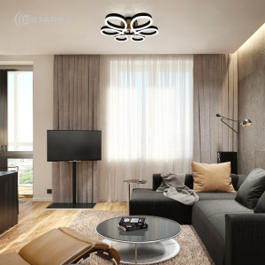 УПРАВЛЯЕМАЯ СВЕТОДИОДНАЯ ЛЮСТРА ON/OFF PANDORA 66W 6R-ON/OFF-600X150-BLACK/GOLD-220-IP20