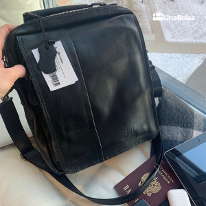 Сумка мужская из натуральной кожи UB-B305-240x290х110-black/black-молния/магнит