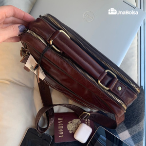 Сумка мужская из натуральной кожи UB-B306-240x290х110-brown/brown-молния/молния
