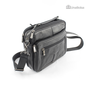 Сумка мужская из натуральной кожи UB-B222-240x190х90-black/black-молния/молния