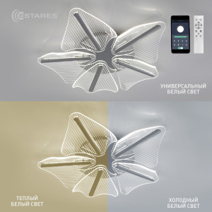 Управляемая светодиодная люстра LORELEA 60W R-APP-600x106-CHROME/CLEAR-220-IP20