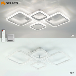Управляемая светодиодная люстра OVAL prizma 80W 4S-RC-725x423x80-WHITE/CLEAR-220-IP20