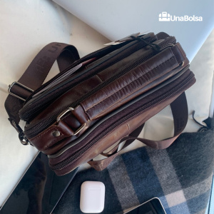 Сумка мужская из натуральной кожи UB-B208-195x215х90-brown/brown-молния/кнопка