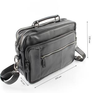 Сумка мужская из натуральной кожи UB-B310-290x230х90-black/black-молния/молния
