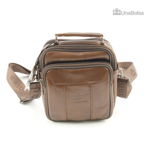 Сумка мужская из натуральной кожи UB-B101-150x185х85-brown/brown-молния/молния